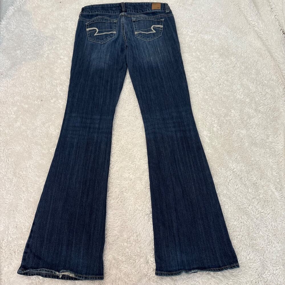 VTG Y2k 90s American Eagle Womens Low Rise Boot Cut Jeans 4L Dark Wash Preppy - Picture 3 of 7